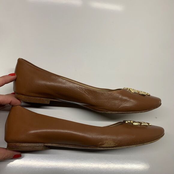 Tory Burch Nutria Gold Raleigh Ballet Flats Womens Size 7M - Picture 2 of 12